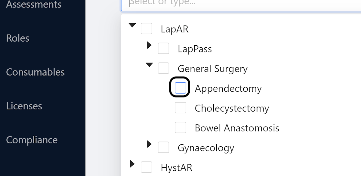 Select any procedure 