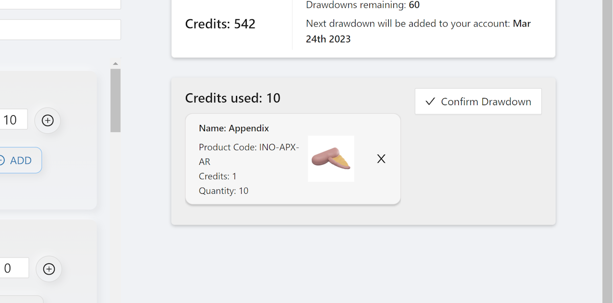 Items will now appear in the checkout area