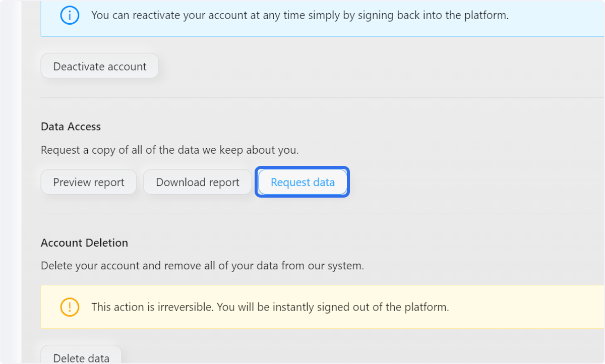 Click on Request data