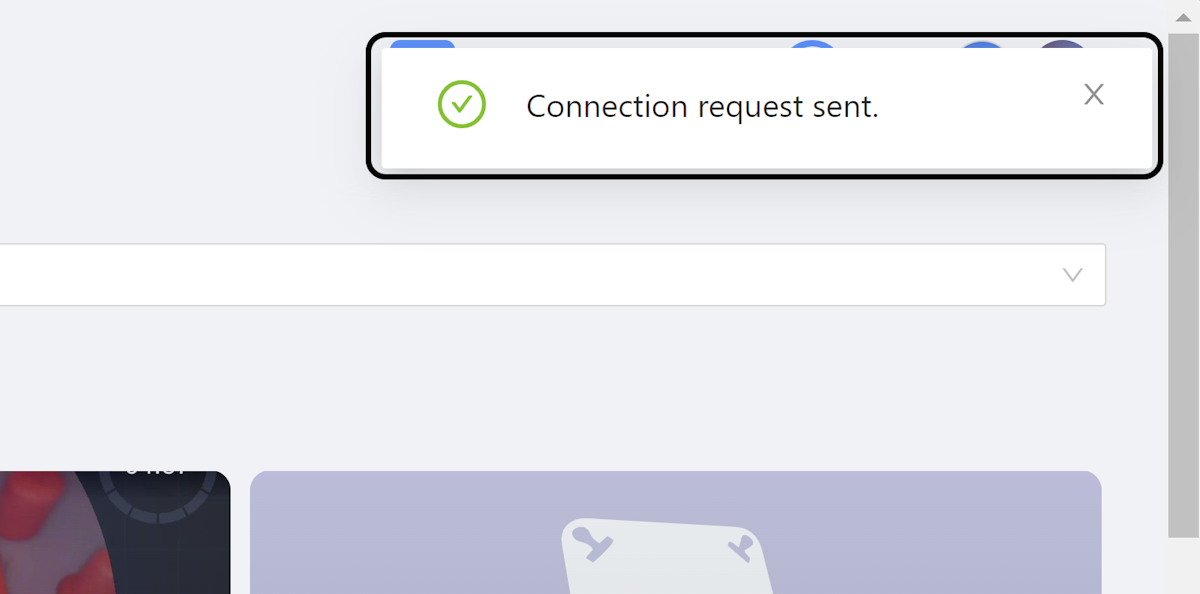 You should see the Connection request sent message.