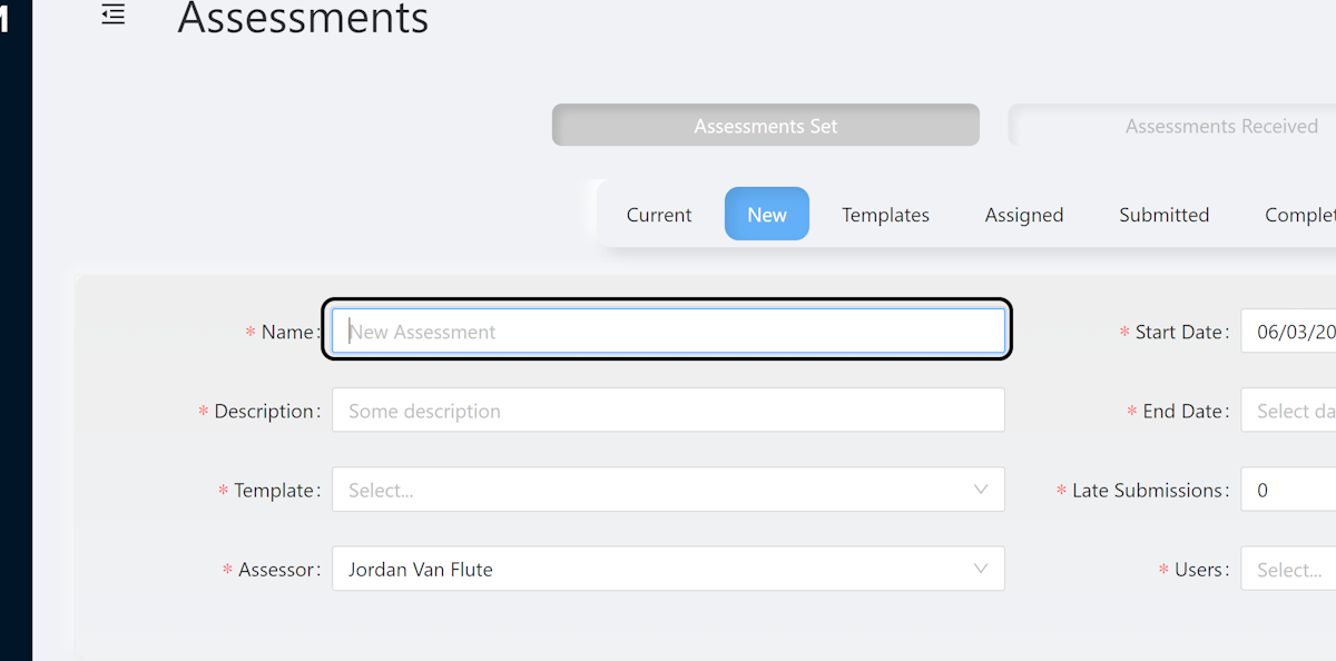 Complete all fields with an asterisk