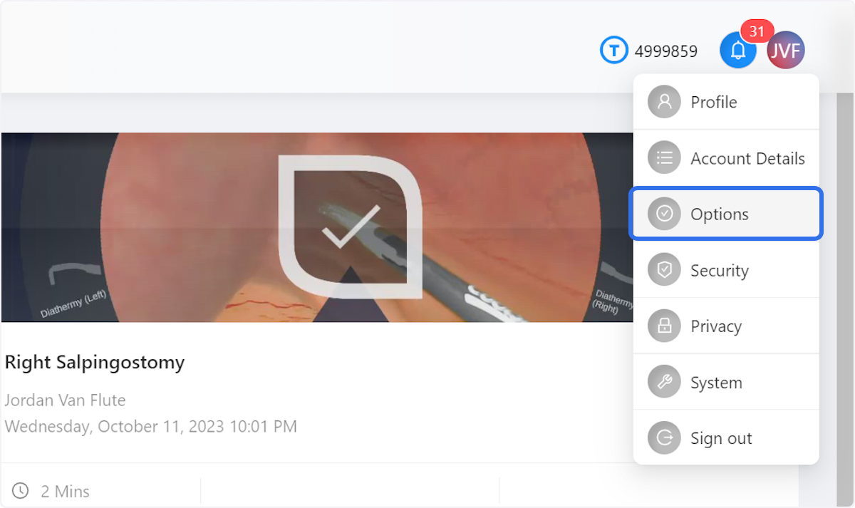 Click on Options