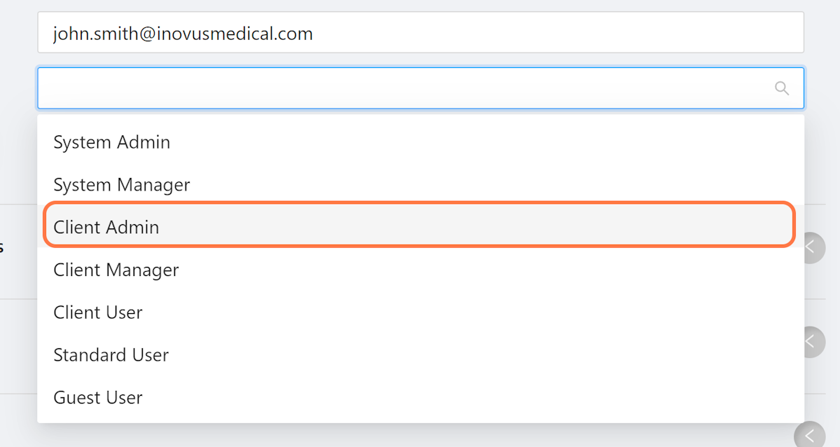 Select the desired user role