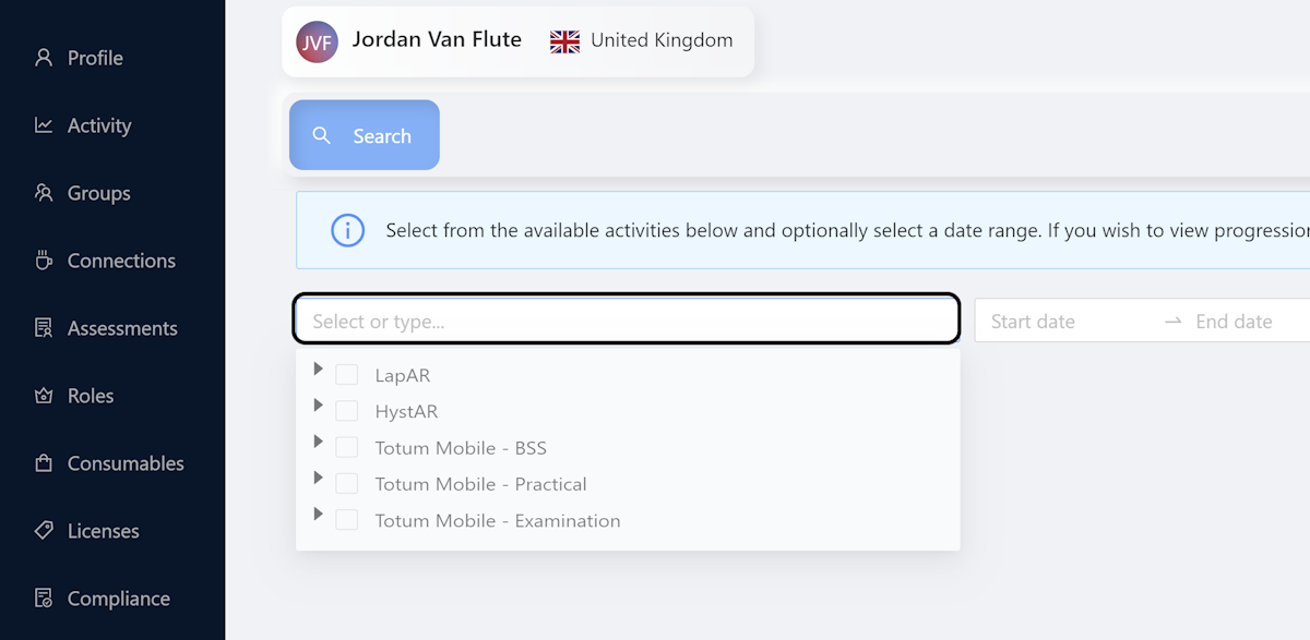 Click on the search field