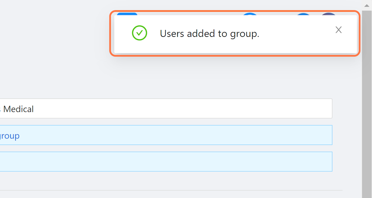 When a user is added to a group successfully you will see this message