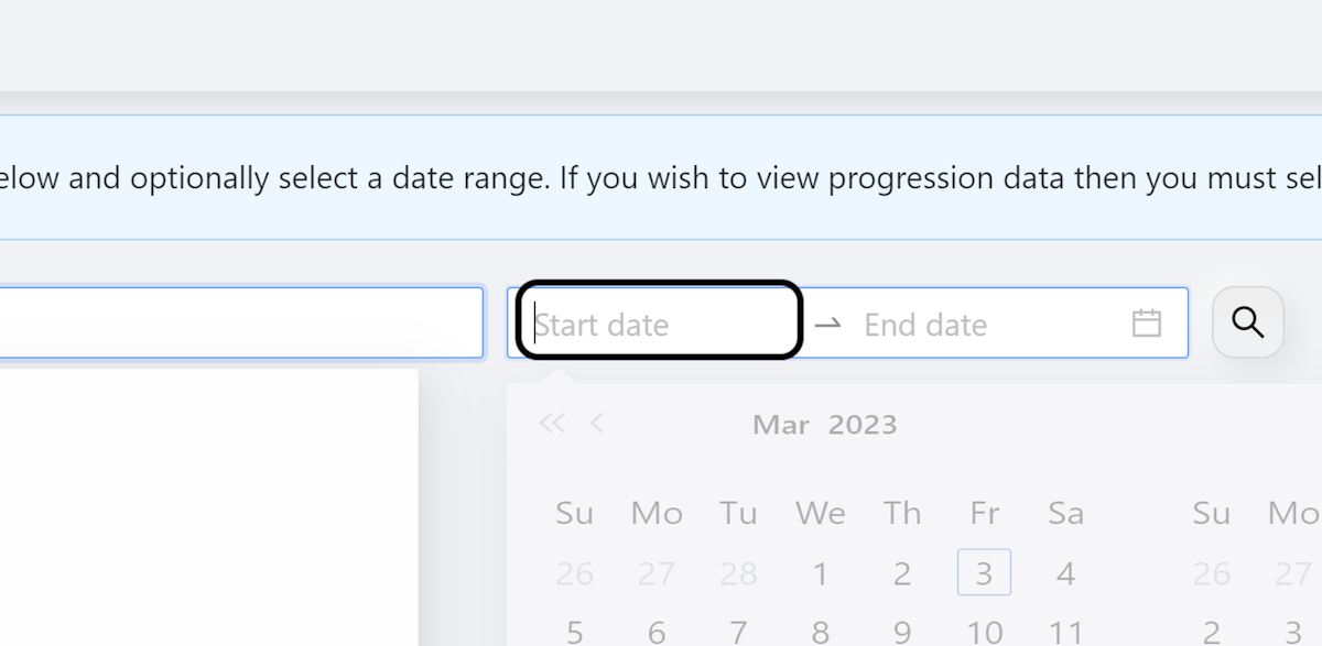 Click on Start date