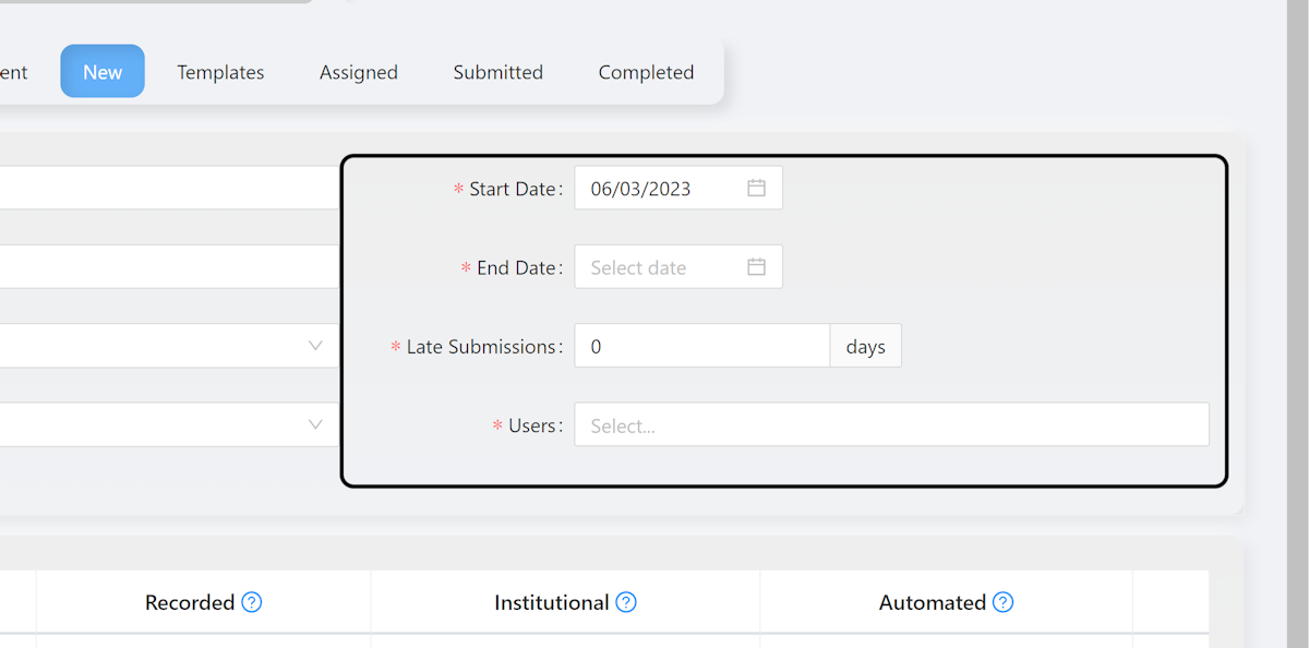 Complete all fields with an asterisk