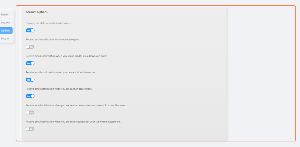 Modify any of the settings. Changes will be automatically updated.