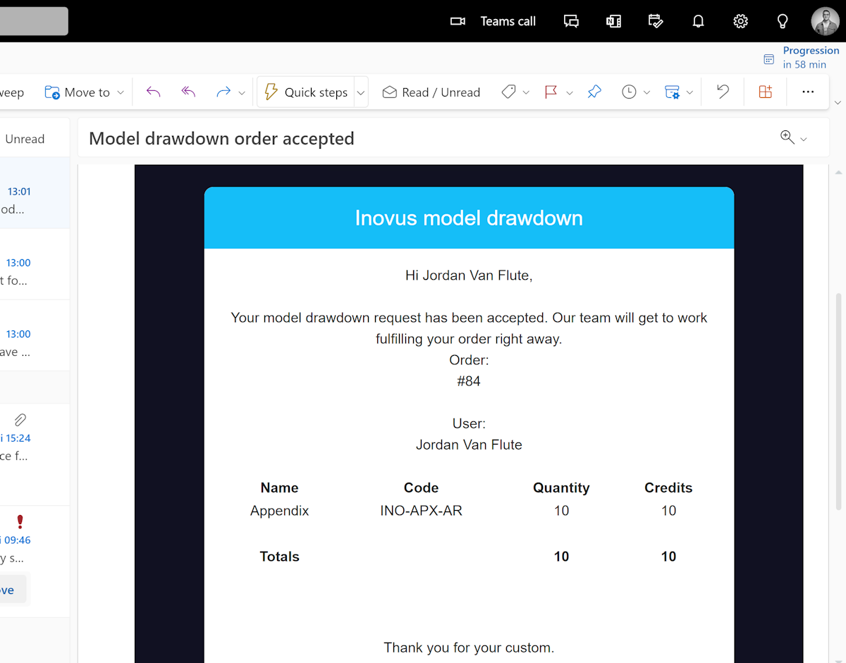You will also recieve a confirmation email